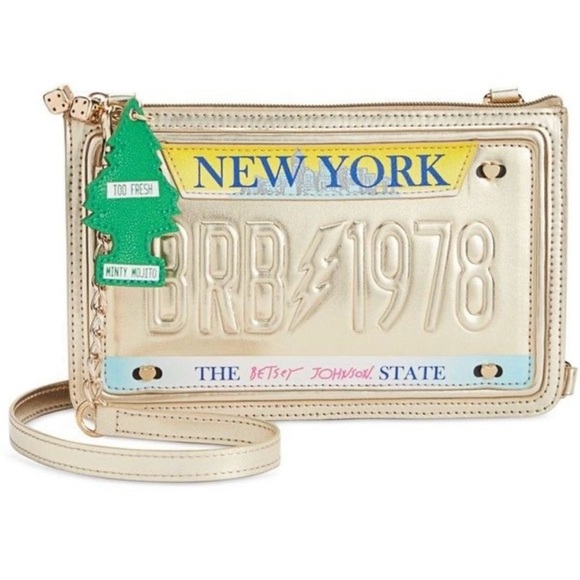 Betsey Johnson Handbags - Betsey Johnson Gold License Plate Wristlet